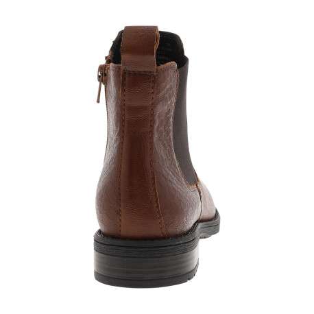 Boots cognac à talon décroché bas munies d'un soufflet élastiqué - Image 4