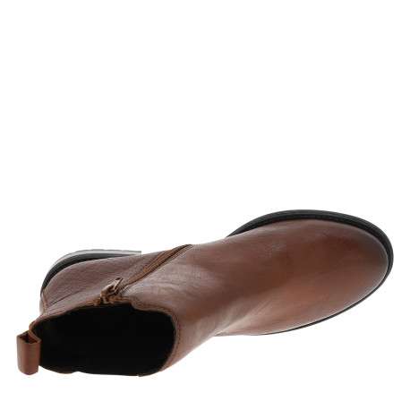 Boots cognac à talon décroché bas munies d'un soufflet élastiqué - Image 5