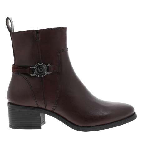 Boots bordeaux à talon décroché moyen dotées d'un zip de fermeture