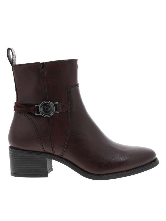 Boots bordeaux à talon décroché moyen dotées d'un zip de fermeture