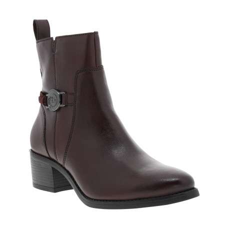 Boots bordeaux à talon décroché moyen dotées d'un zip de fermeture - Image 2