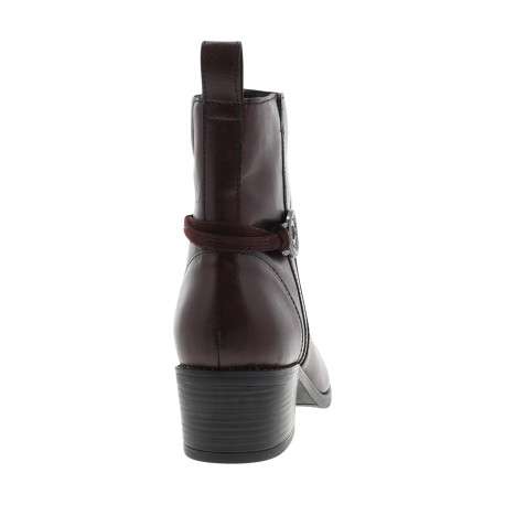 Boots bordeaux à talon décroché moyen dotées d'un zip de fermeture - Image 4