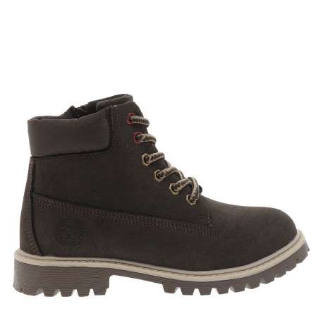 Boots marron à talon décroché bas et à zip et lacets ronds bicolores