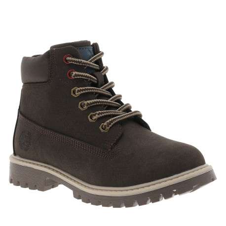 Boots marron à talon décroché bas et à zip et lacets ronds bicolores - Image 2