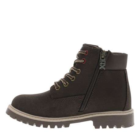 Boots marron à talon décroché bas et à zip et lacets ronds bicolores - Image 3