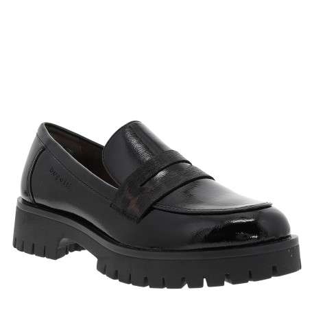Mocassins noirs vernis à talon décroché bas dotés d'une bande élastiquée - Image 2