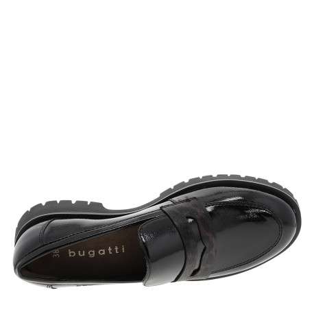Mocassins noirs vernis à talon décroché bas dotés d'une bande élastiquée - Image 5