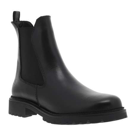 Boots en cuir noires avec un talon décroché bas et des soufflets élastiqués - Image 2