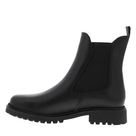 Boots en cuir noires avec un talon décroché bas et des soufflets élastiqués - Image 3