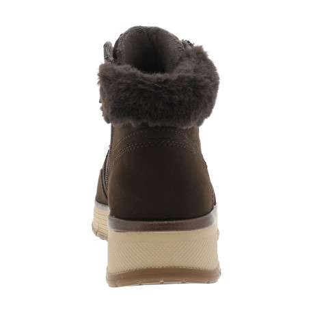 Bottines effet daim café à talon plat pourvues de lacets et d'un zip latéral - Image 4