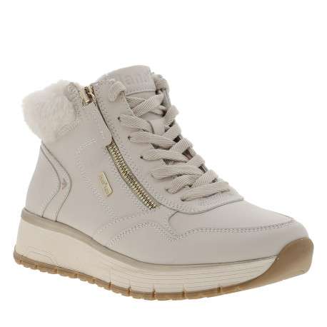 Bottines ivoire pourvues de lacets plats et de 2 zips sur la tige - Image 2
