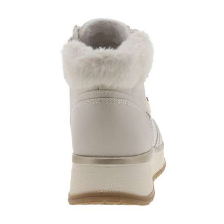 Bottines ivoire pourvues de lacets plats et de 2 zips sur la tige - Image 4