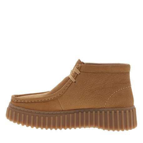 Boots Torhill Moss en cuir nubuck camel à talon plat avec des lacets - Image 3