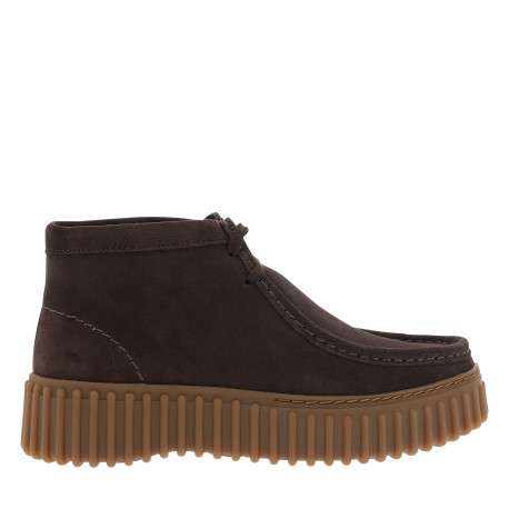 Boots Torhill Moss en cuir nubuck chocolat à talon plat pourvues de lacets