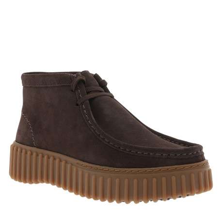 Boots Torhill Moss en cuir nubuck chocolat à talon plat pourvues de lacets - Image 2