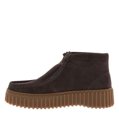 Boots Torhill Moss en cuir nubuck chocolat à talon plat pourvues de lacets - Image 3
