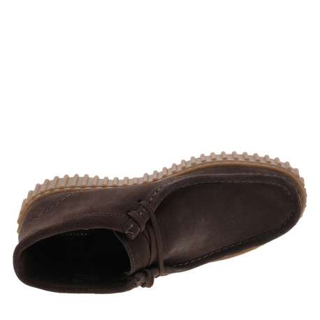 Boots Torhill Moss en cuir nubuck chocolat à talon plat pourvues de lacets - Image 5