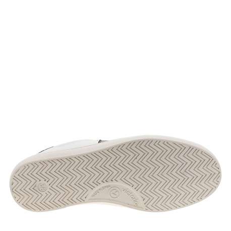 Tennis en cuir blanc avec des empiècements effet peau de pêche taupe - Image 6