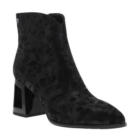 Boots en cuir noir à talon décroché haut munies d'un zip latéral - Image 2