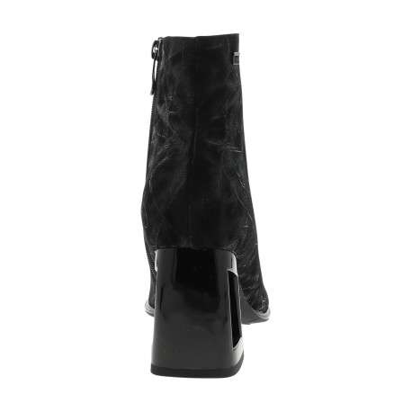 Boots en cuir noir à talon décroché haut munies d'un zip latéral - Image 4