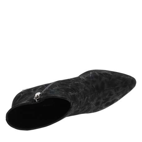 Boots en cuir noir à talon décroché haut munies d'un zip latéral - Image 5