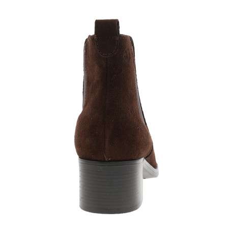 Boots en cuir moka à talon décroché moyen pourvues d'un soufflet élastiqué - Image 4