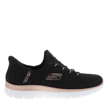Baskets running Summits Brillant Shine noires à talon plat et fermeture slip-on