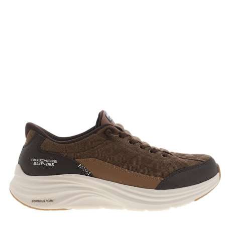 Baskets running marron à talon plat pourvues d'une semelle striée
