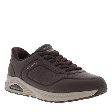 Sneakers chocolat à talon plat dotées d'aérations et de lacets plats - Image 2