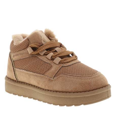 Bottines camel à empiècements bi-matières pourvues de lacets tressés - Image 2