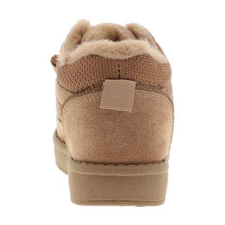 Bottines camel à empiècements bi-matières pourvues de lacets tressés - Image 4