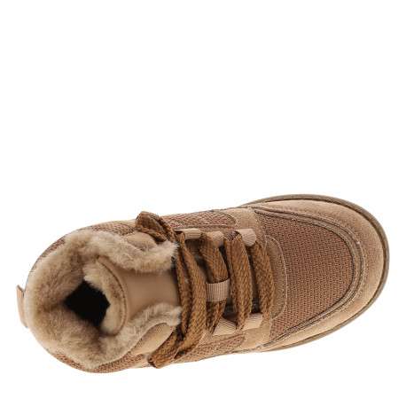 Bottines camel à empiècements bi-matières pourvues de lacets tressés - Image 5