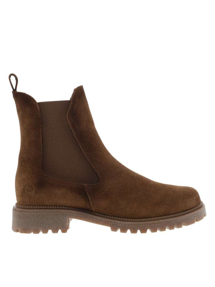 Boots en cuir brun à talon...