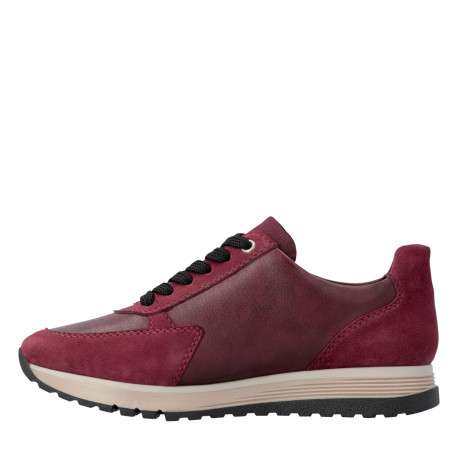 Baskets running en cuir bordeaux à talon plat avec lacets et zip latéral - Image 3