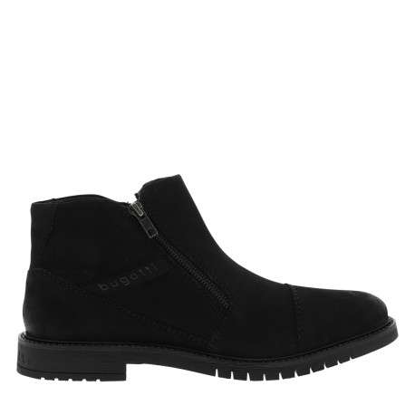 Boots en cuir nubuck noir à talon décroché bas pourvues de 2 zip