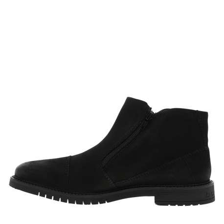 Boots en cuir nubuck noir à talon décroché bas pourvues de 2 zip - Image 3