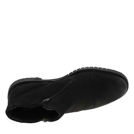 Boots en cuir nubuck noir à talon décroché bas pourvues de 2 zip - Image 5