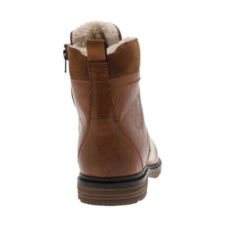 Bottines en cuir brun à talon décroché bas avec des lacets et un zip latéral - Image 4