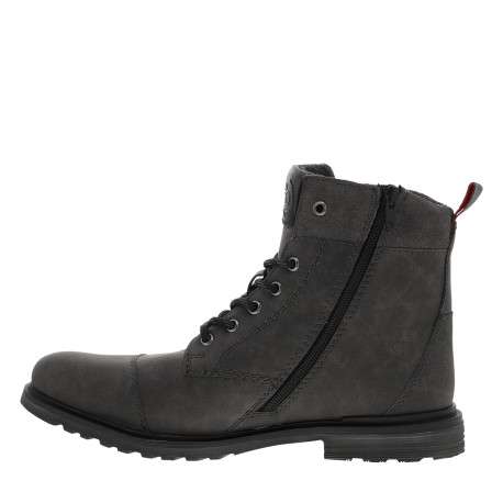Bottines en cuir nubuck anthracite à talon décroché bas et logo embossé - Image 3