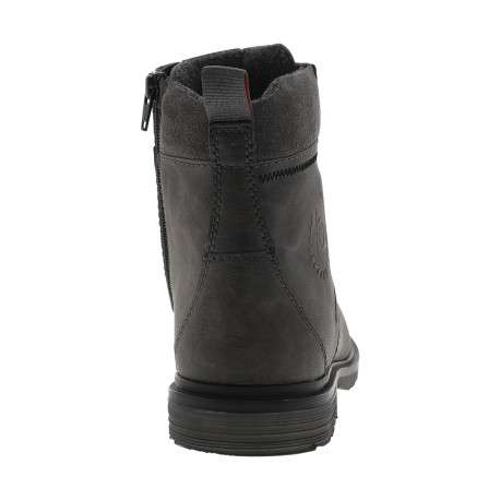 Bottines en cuir nubuck anthracite à talon décroché bas et logo embossé - Image 4