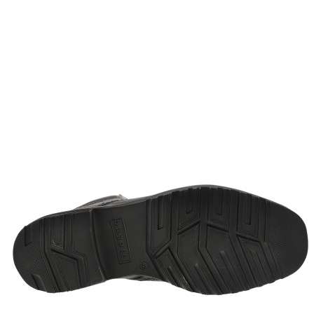 Bottines en cuir nubuck anthracite à talon décroché bas et logo embossé - Image 6