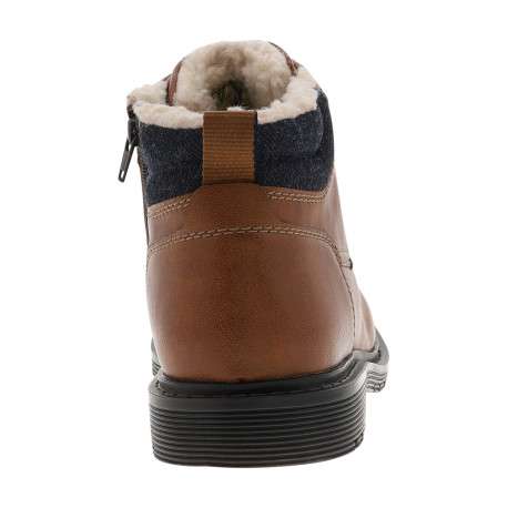 Bottines cognac à talon décroché bas avec un zip et des lacets ronds - Image 4