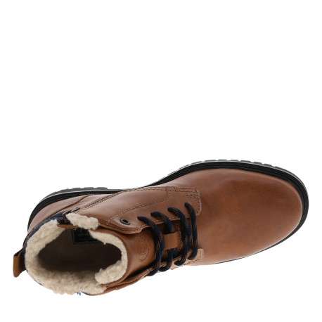Bottines cognac à talon décroché bas avec un zip et des lacets ronds - Image 5