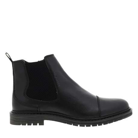 Boots noir à talon décroché bas munies d'un zip avec un soufflet élastiqué