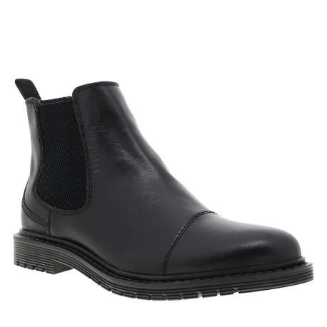 Boots noir à talon décroché bas munies d'un zip avec un soufflet élastiqué - Image 2