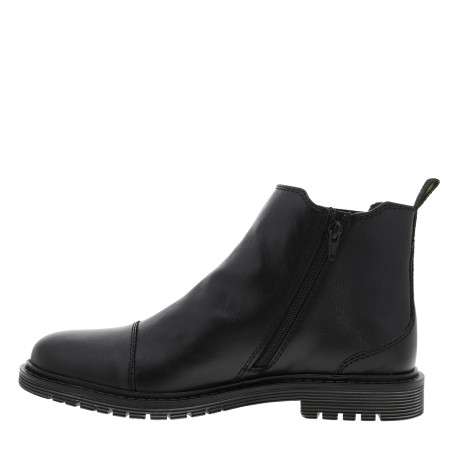 Boots noir à talon décroché bas munies d'un zip avec un soufflet élastiqué - Image 3