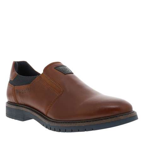 Mocassins cognac à talon décroché bas doté de soufflets élastiqués - Image 2