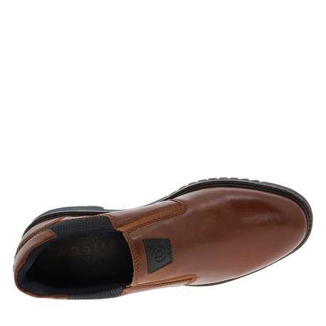 Mocassins cognac à talon décroché bas doté de soufflets élastiqués - Image 5
