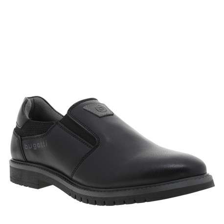 Mocassins noirs à talon plat munis d'un soufflet élastiqué et du logo - Image 2
