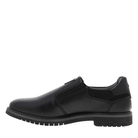 Mocassins noirs à talon plat munis d'un soufflet élastiqué et du logo - Image 3
